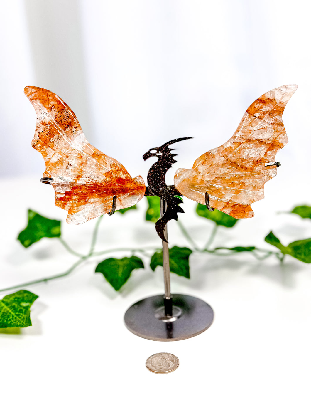 Fire Quartz Dragon Wings on Stand (40M)