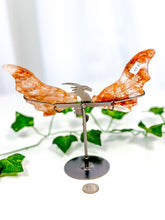 Load image into Gallery viewer, Fire Quartz Dragon Wings on Stand (40M)
