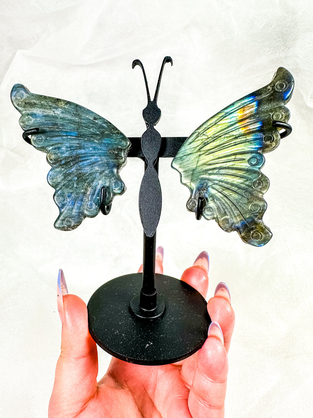 Labradorite Butterfly Wings on Stand (40B)