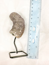 Load image into Gallery viewer, Raw Sugary Gray Pickle Amethyst w/ Red Hematite on Stand (34t)
