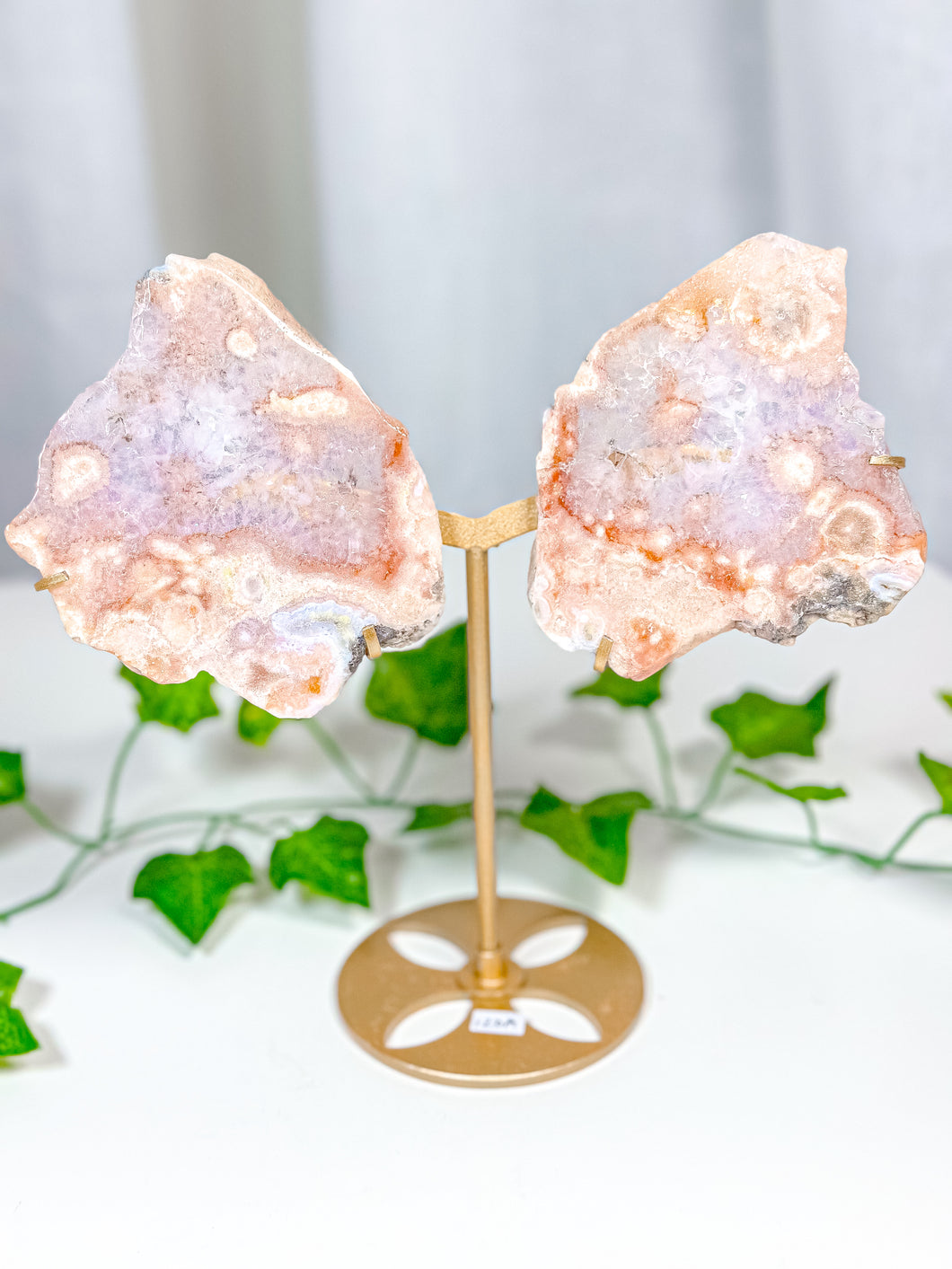 Pink Amethyst Butterfly Wings on Stand (120A)