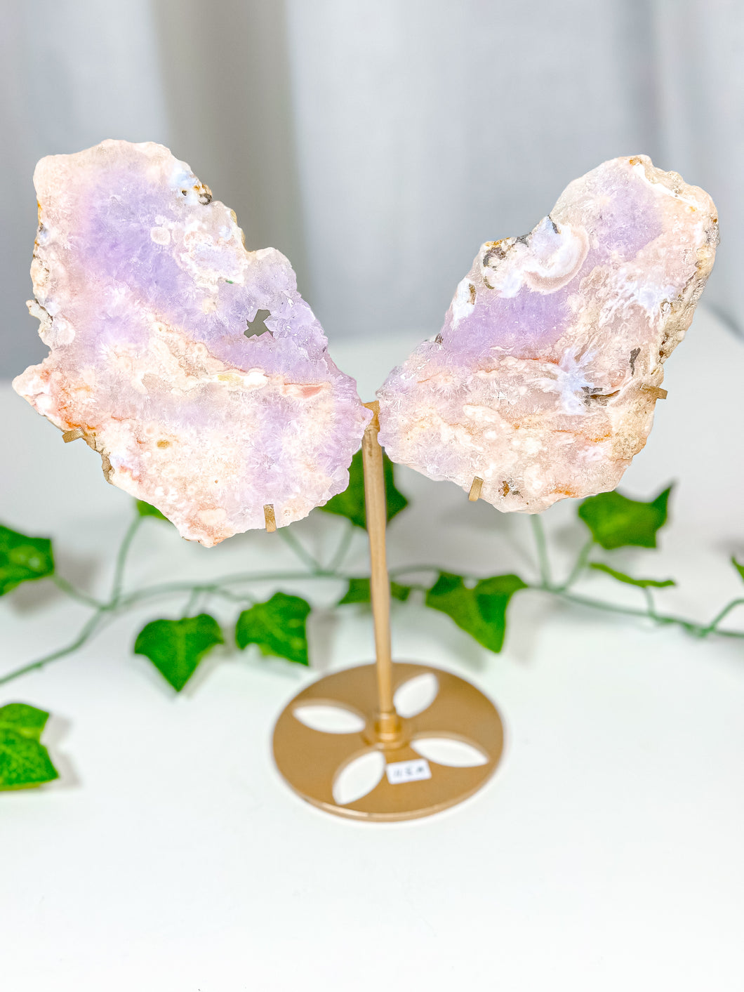 Pink Amethyst Butterfly Wings on Stand (115A)