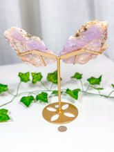 Load image into Gallery viewer, Pink Amethyst Butterfly Wings on Stand (115A)
