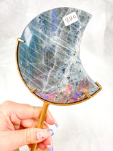 Load image into Gallery viewer, Labradorite Moon on Stand (82O)
