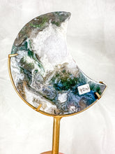 Load image into Gallery viewer, Moss Agate Moon on Stand (90W)
