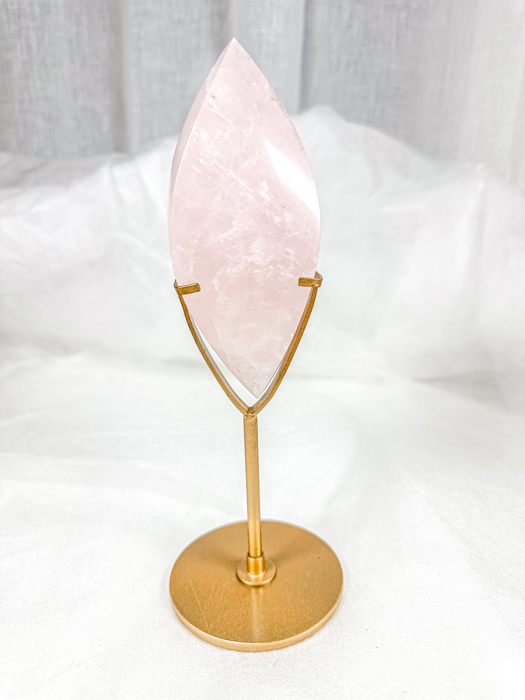 HQ Gemmy Rose Quartz Flame DT on Stand (102R)