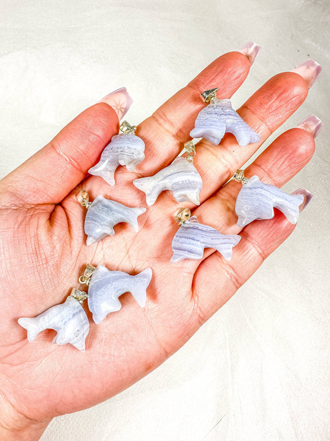 Blue Lace Agate Dolphin Pendant