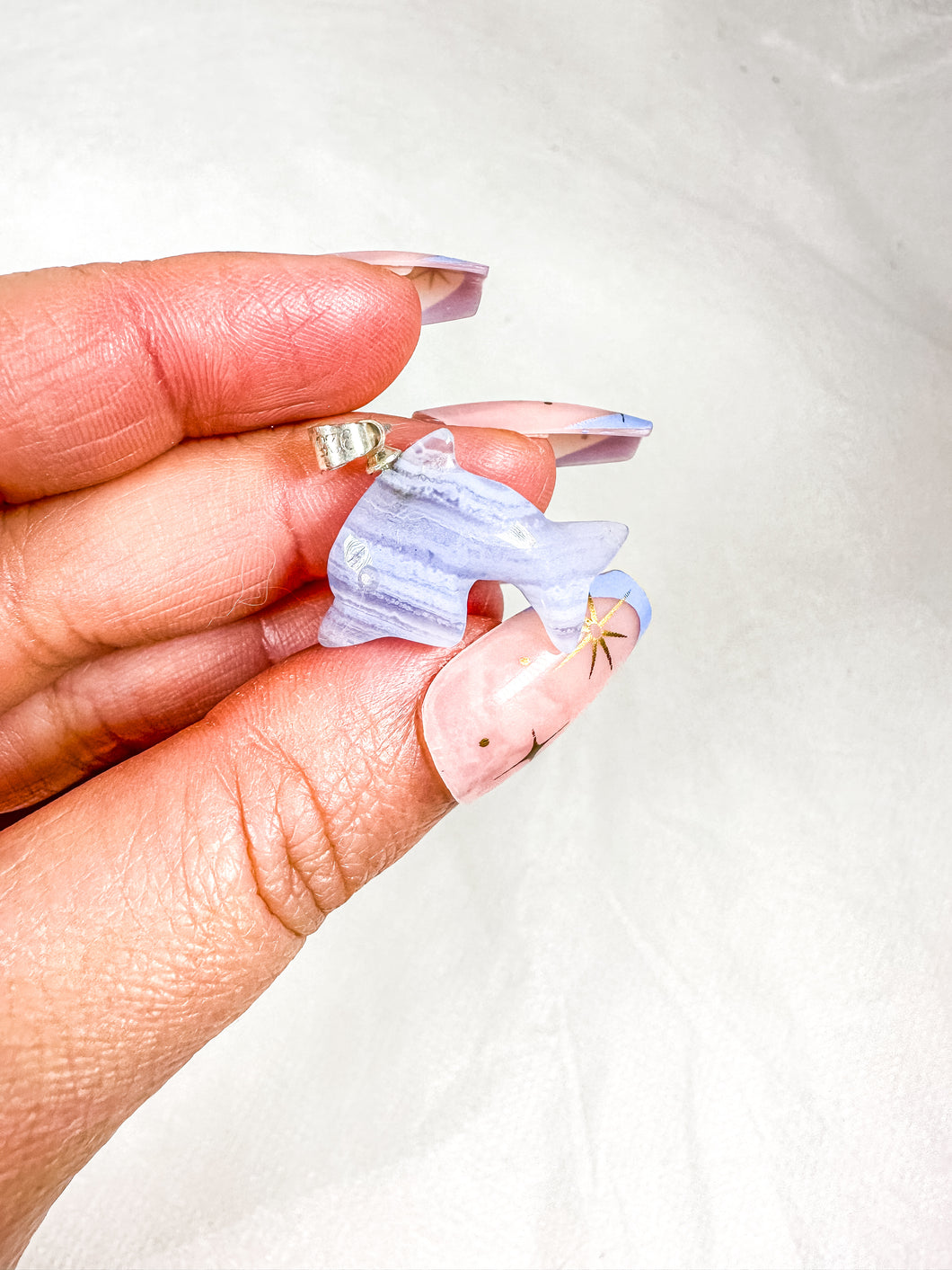 Blue Lace Agate Dolphin Pendant