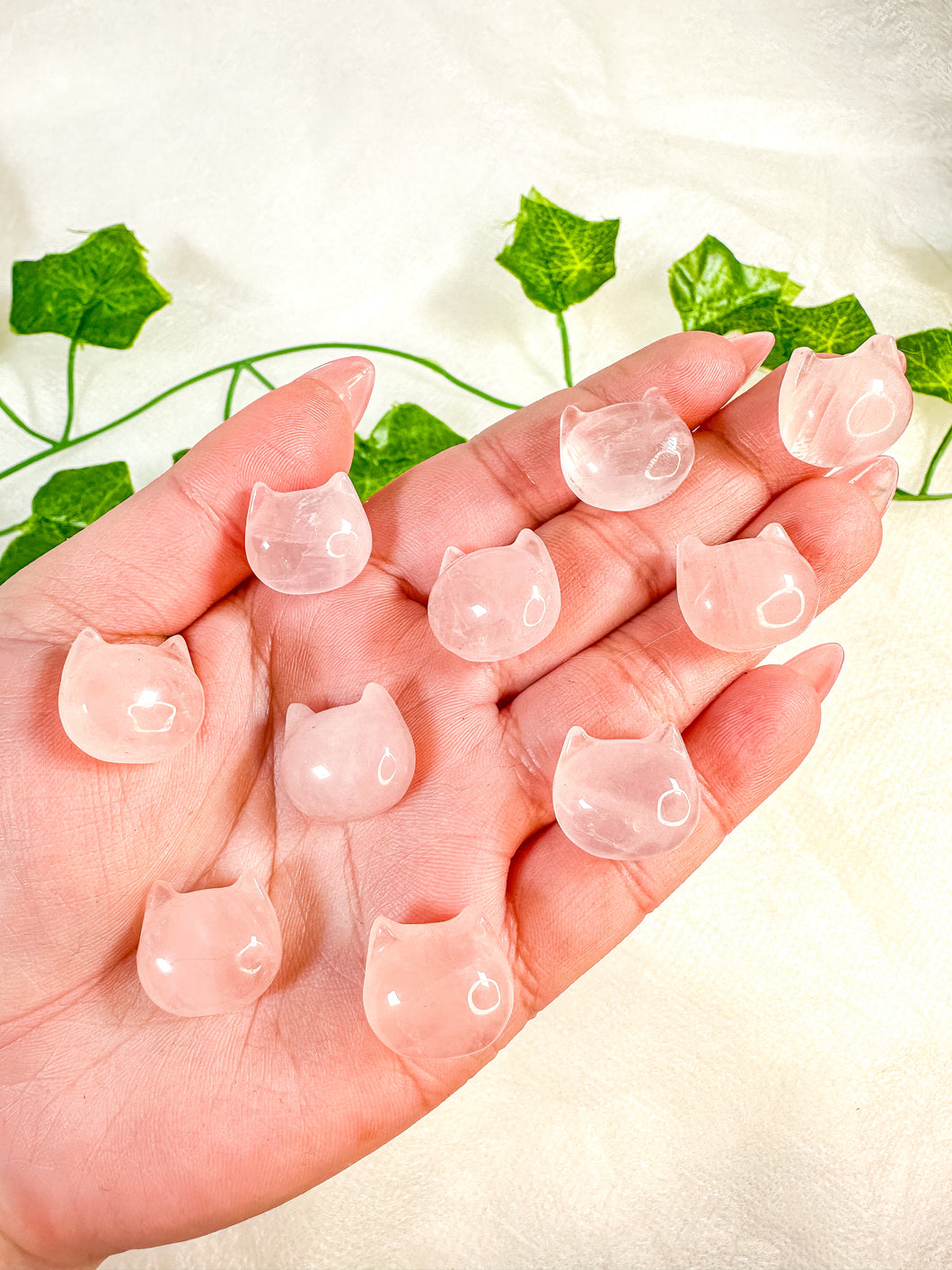 Mini Rose Quartz Cat Head