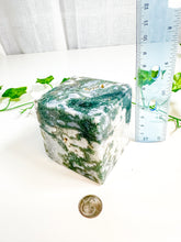 Load image into Gallery viewer, Moss Agate Standing Cube (52A)
