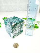 Load image into Gallery viewer, Moss Agate Standing Cube (52B)
