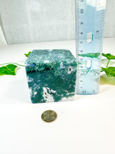 Load image into Gallery viewer, Moss Agate Standing Cube (52E)
