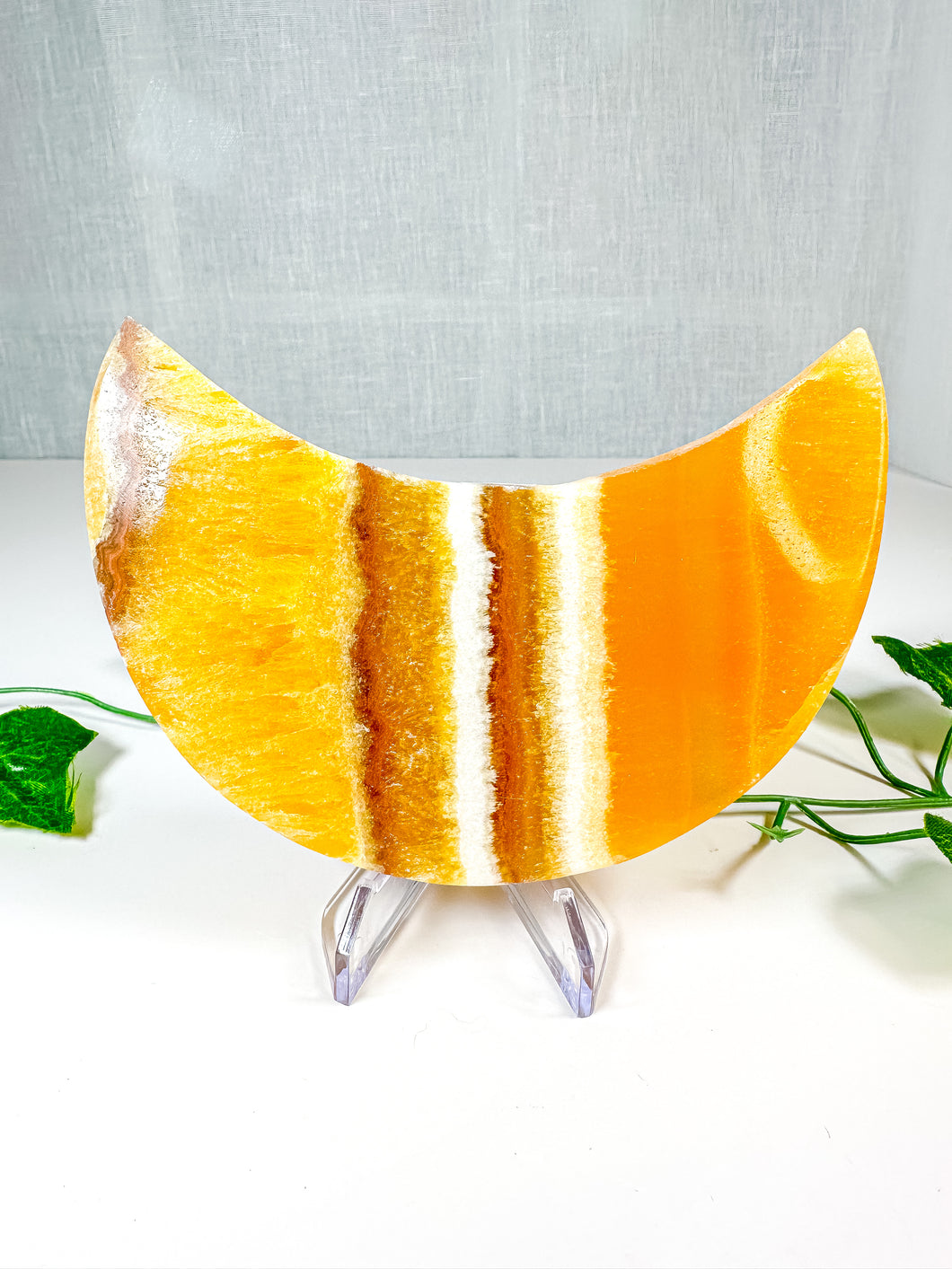 Orange Calcite Moon on Stand (42P)