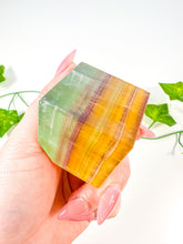 Load image into Gallery viewer, Rainbow Fluorite Standing Cube (32X)
