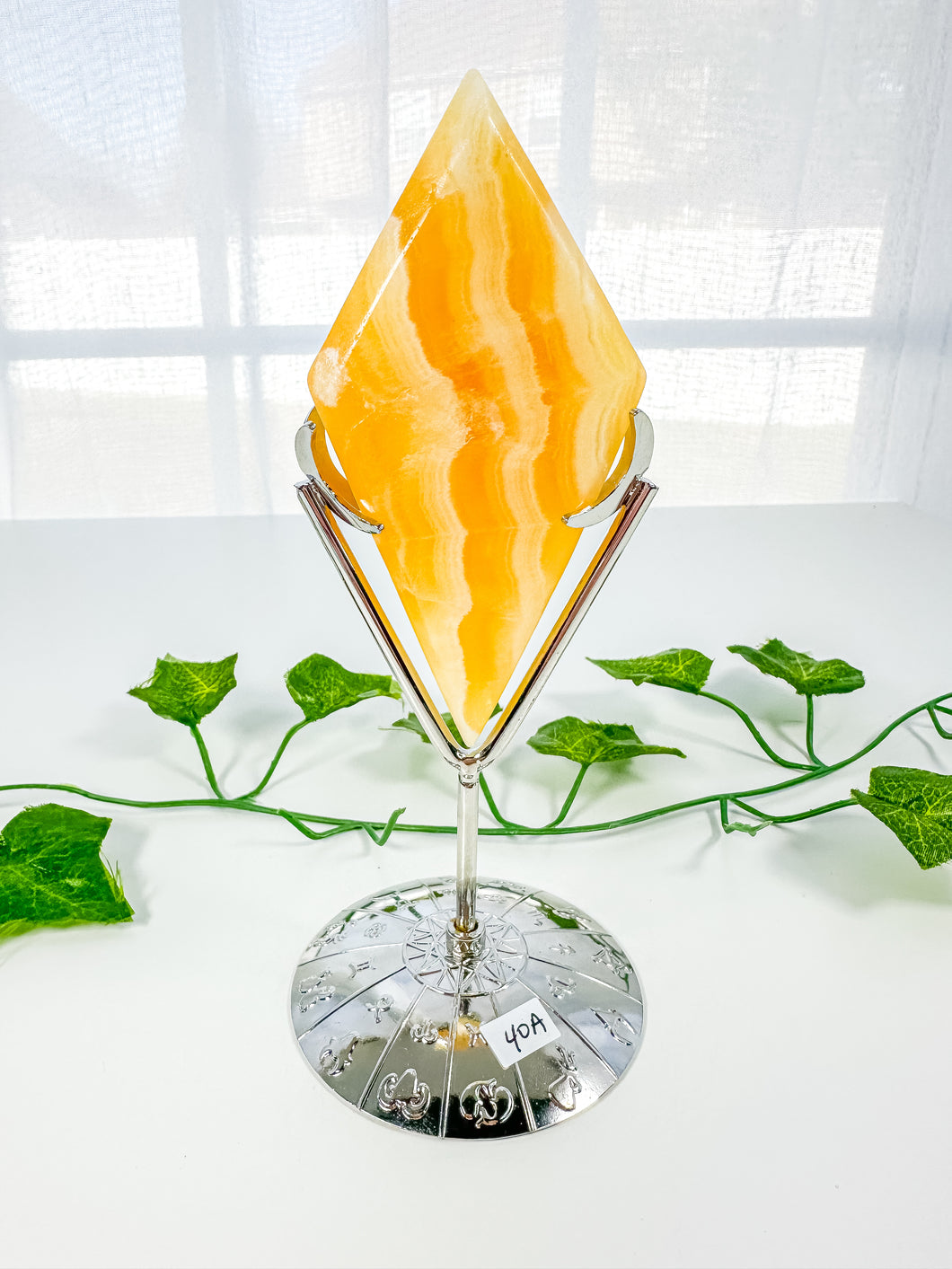 Orange Calcite Diamond on Stand (40A)