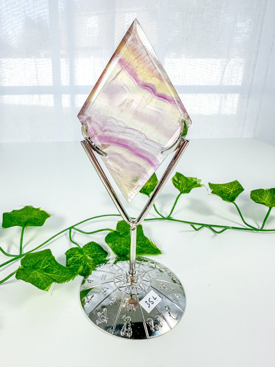 Rainbow Fluorite Diamond on Stand (35L)