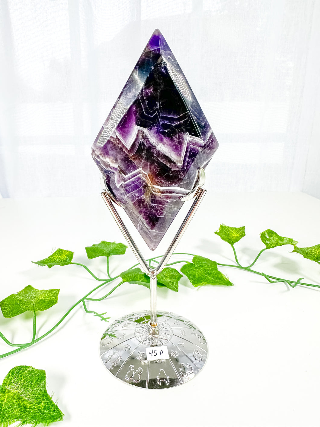 Chevron Amethyst Diamond on Stand (45A)