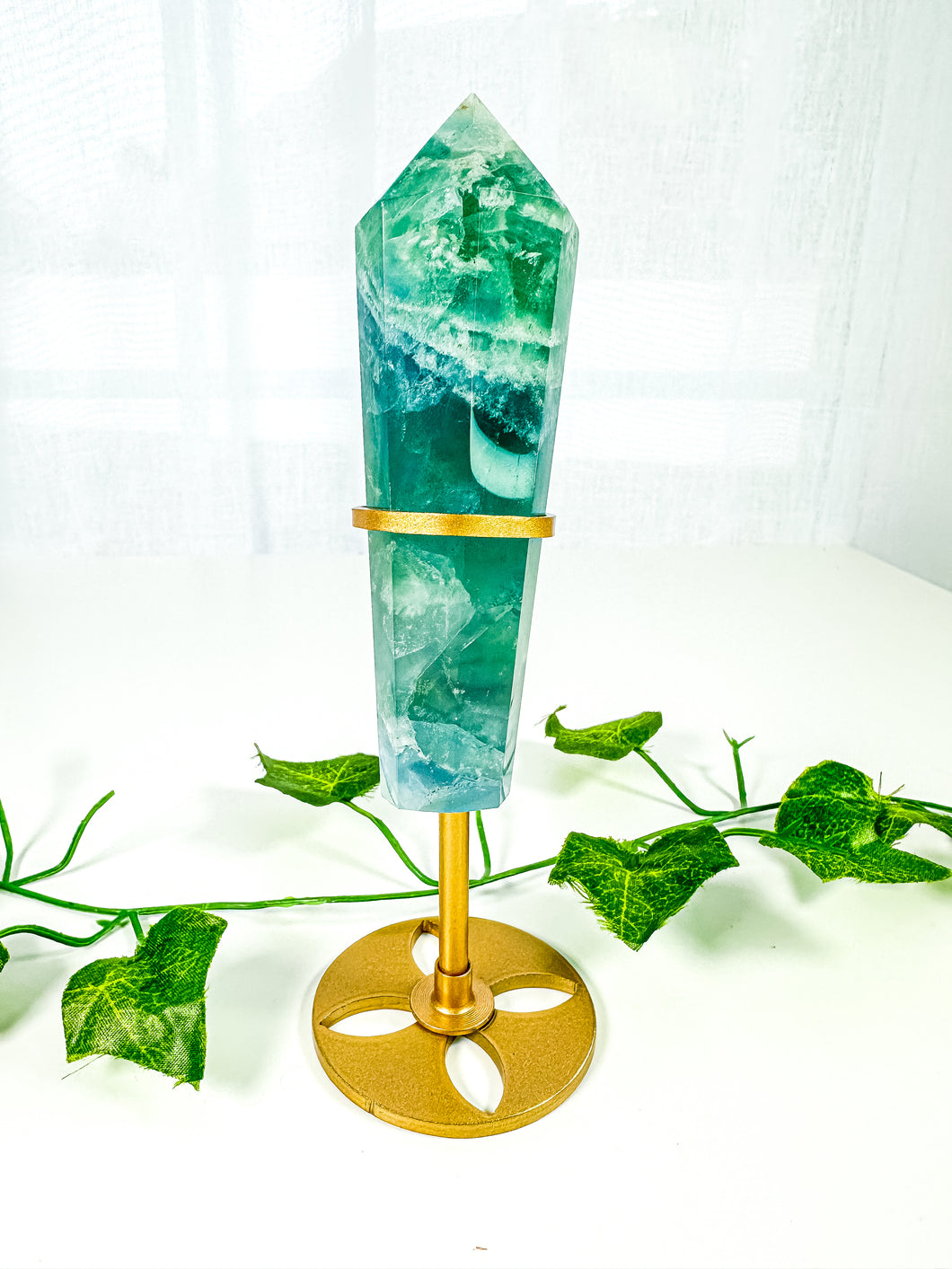 Emerald Fluorite Wand on Stand (48E)