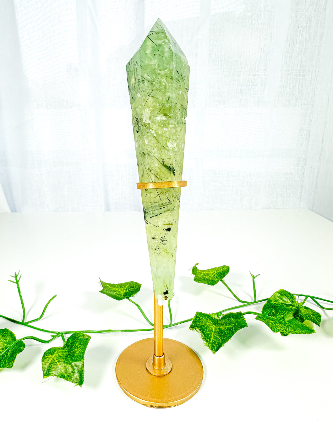 Prehnite Wand on Stand (62P)