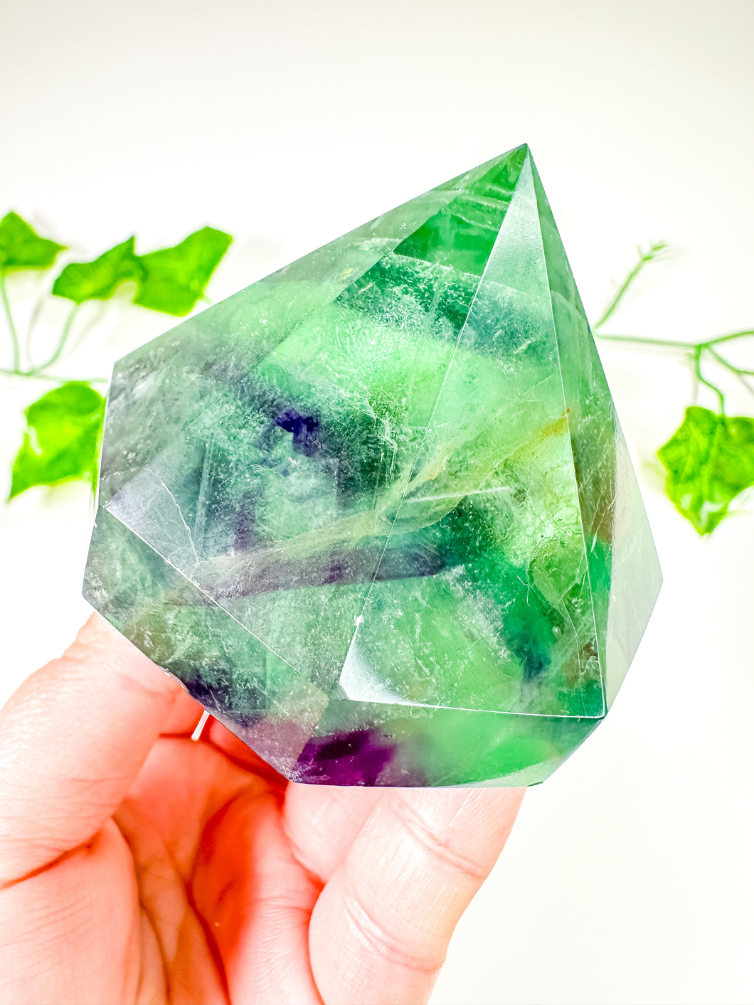 Green Emerald Fluorite Gem Cut Diamond (52G)