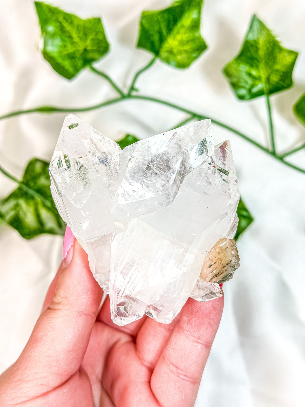 Clear Apophyllite with Peach Stilbite Specimen Cluster #3 (AAA)