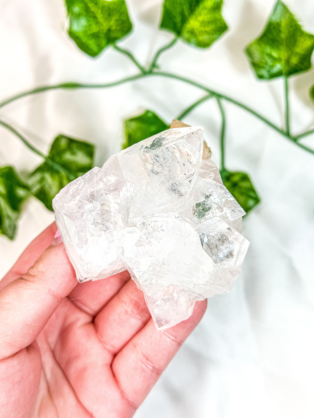 Clear Apophyllite with Peach Stilbite Specimen Cluster #4 (AAA)