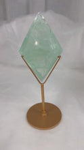 Load and play video in Gallery viewer, HQ Gemmy Green Fluorite Diamond on Stand (105E)
