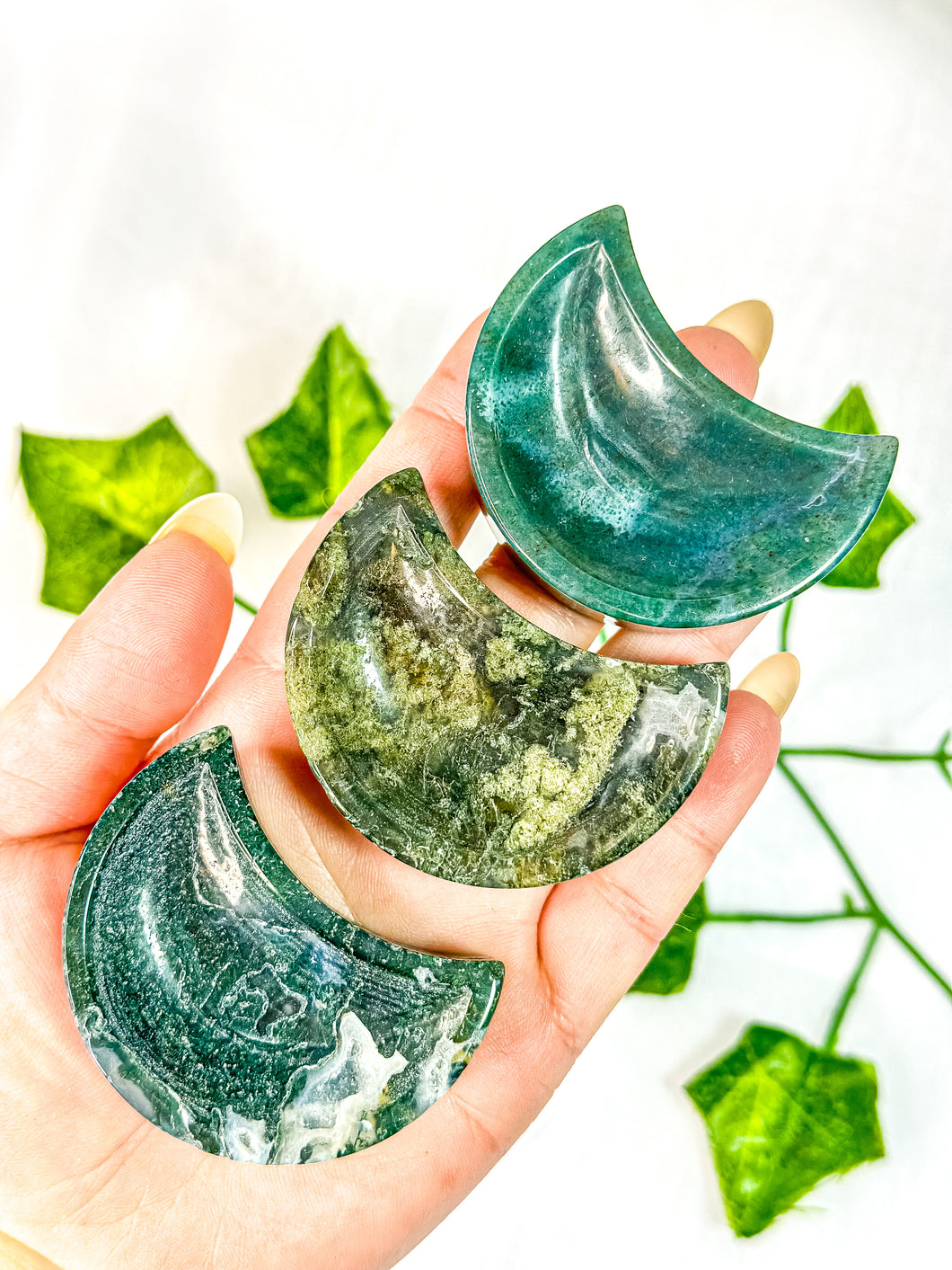 Moss Agate Moon Bowl