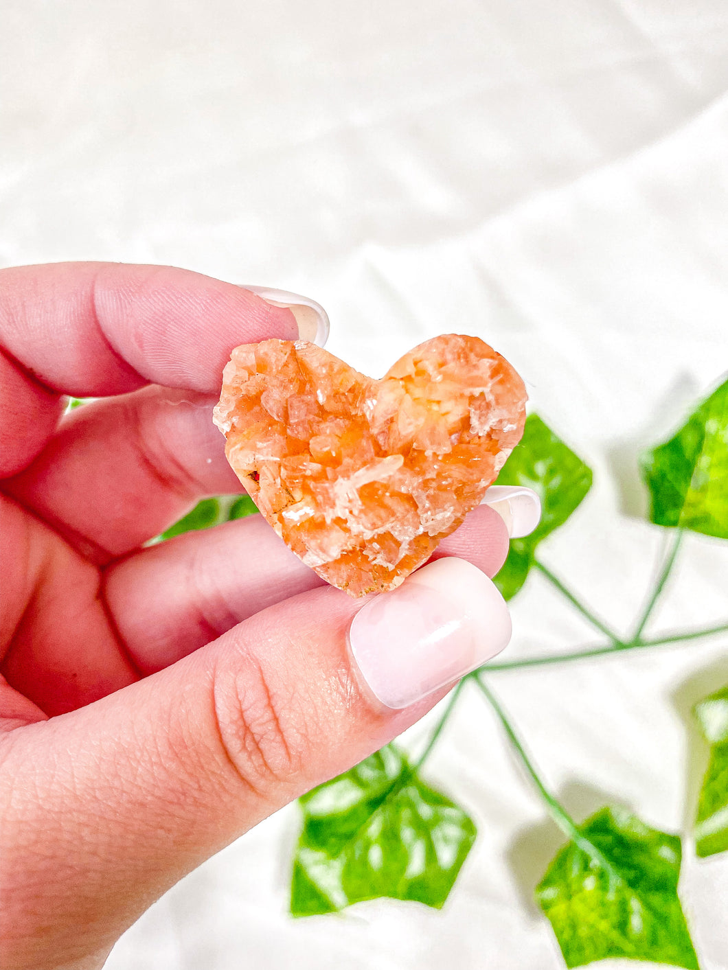 Mini Peach Apophyllite Heart