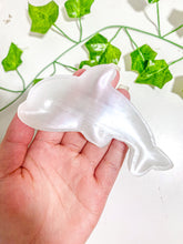 Load image into Gallery viewer, Satin Spar Selenite Dolphin Bowl
