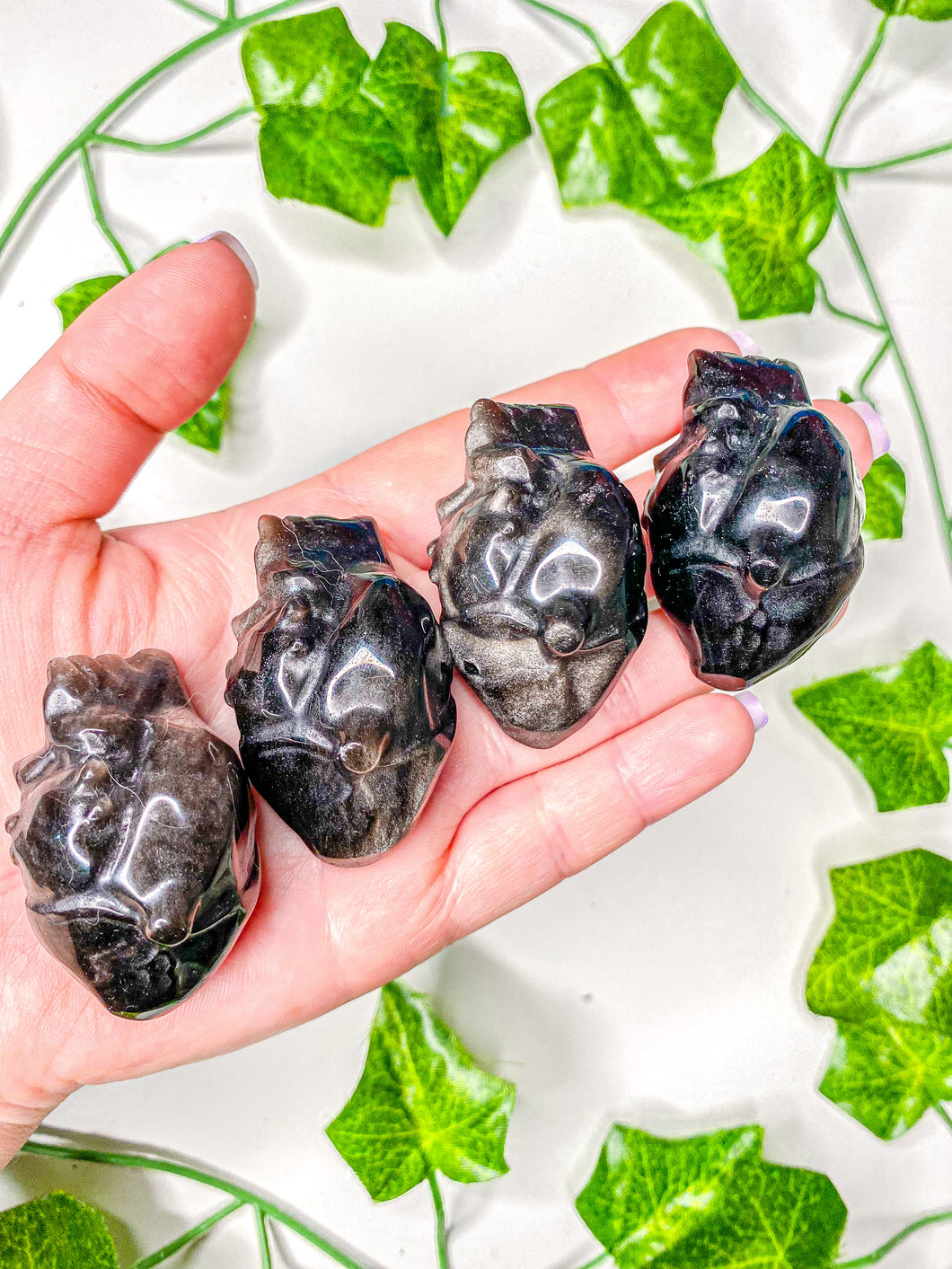 Black Obsidian Crystal Human Heart