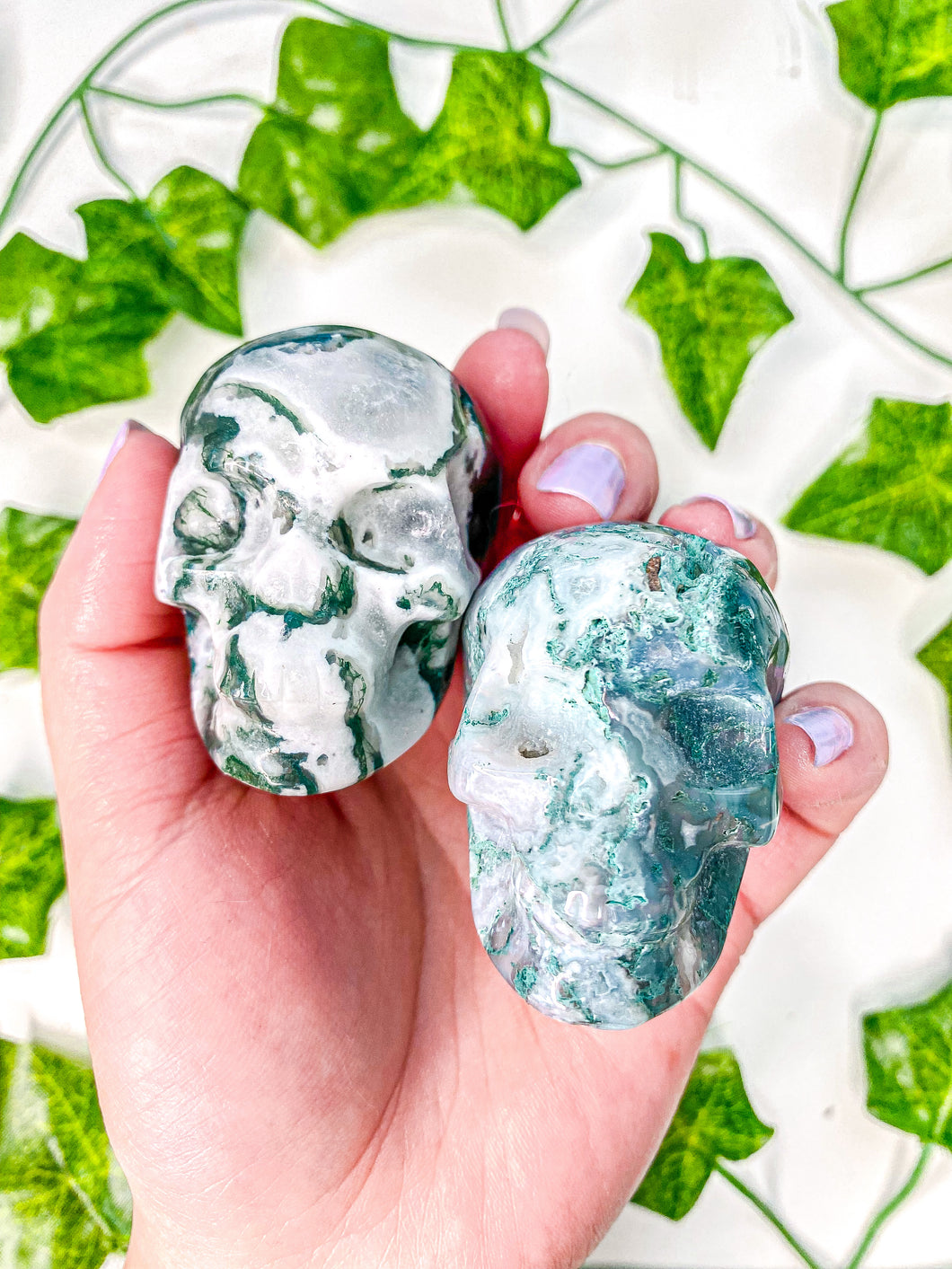 Moss Agate Skull