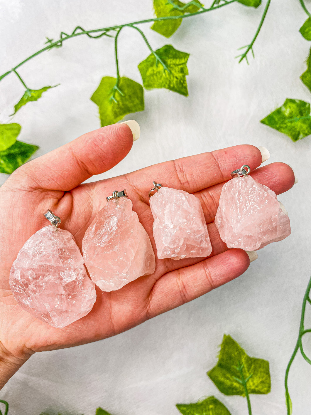 Raw Rose Quartz Pendant