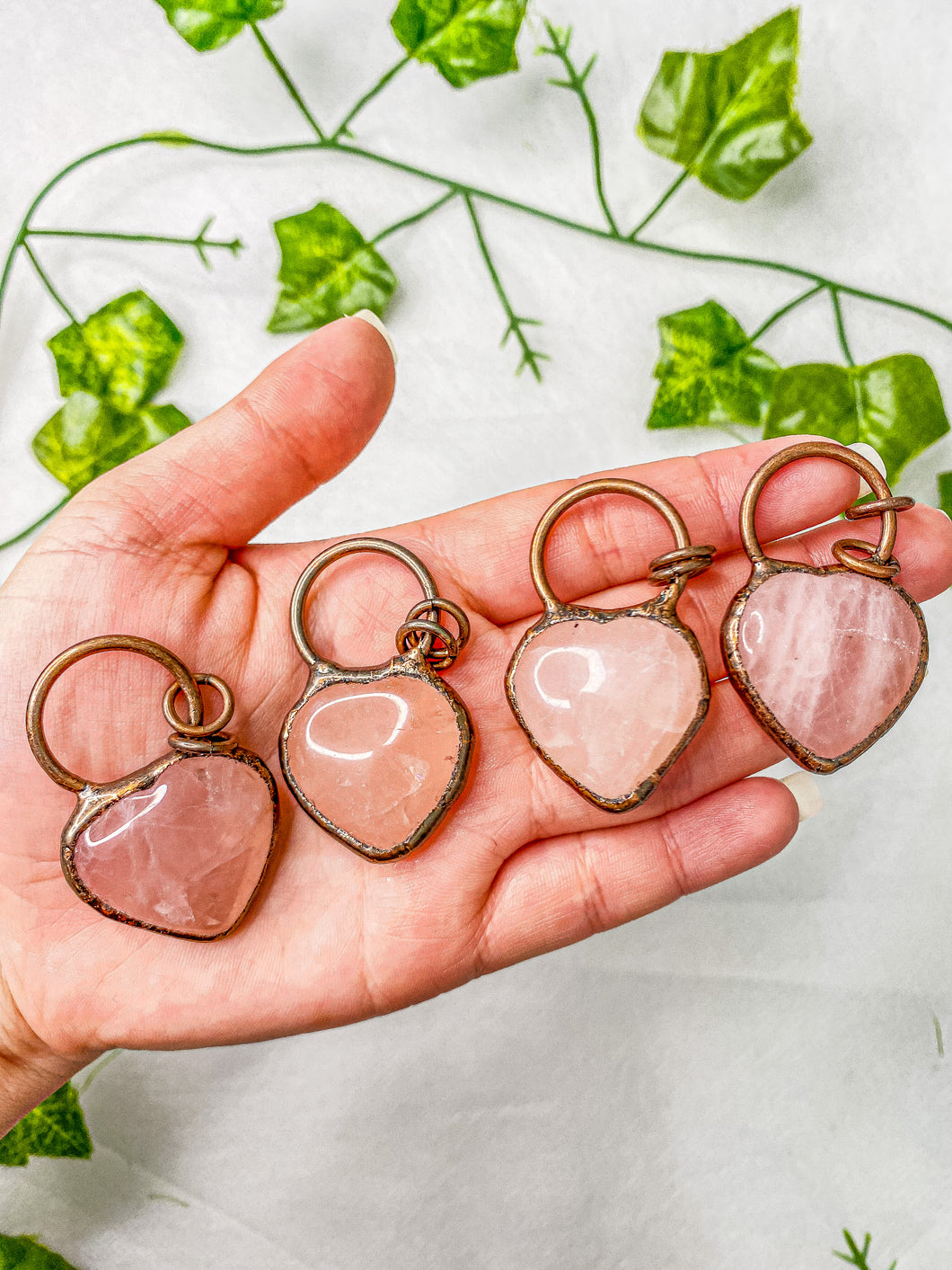 Rose Quartz Rustic Heart Pendant