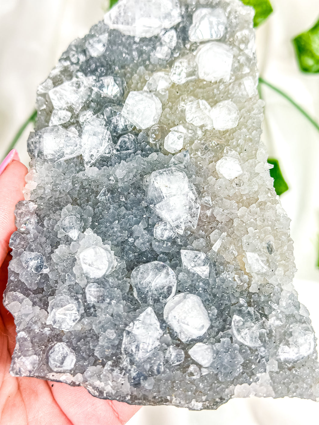 Clear Apophyllite on Blue Chalcedony Specimen #4