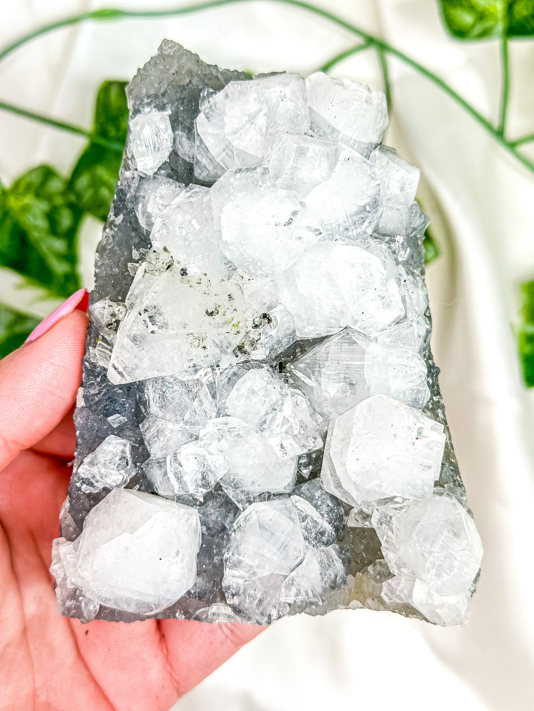 Clear Apophyllite on Blue Chalcedony Specimen #6