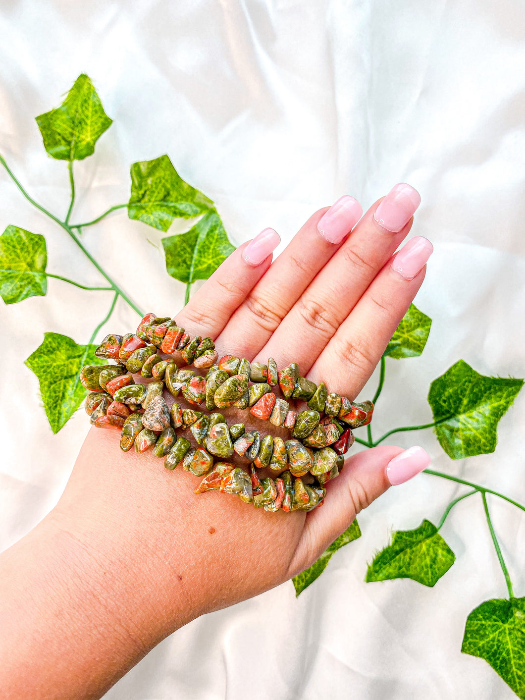 Unakite Chip Bracelet