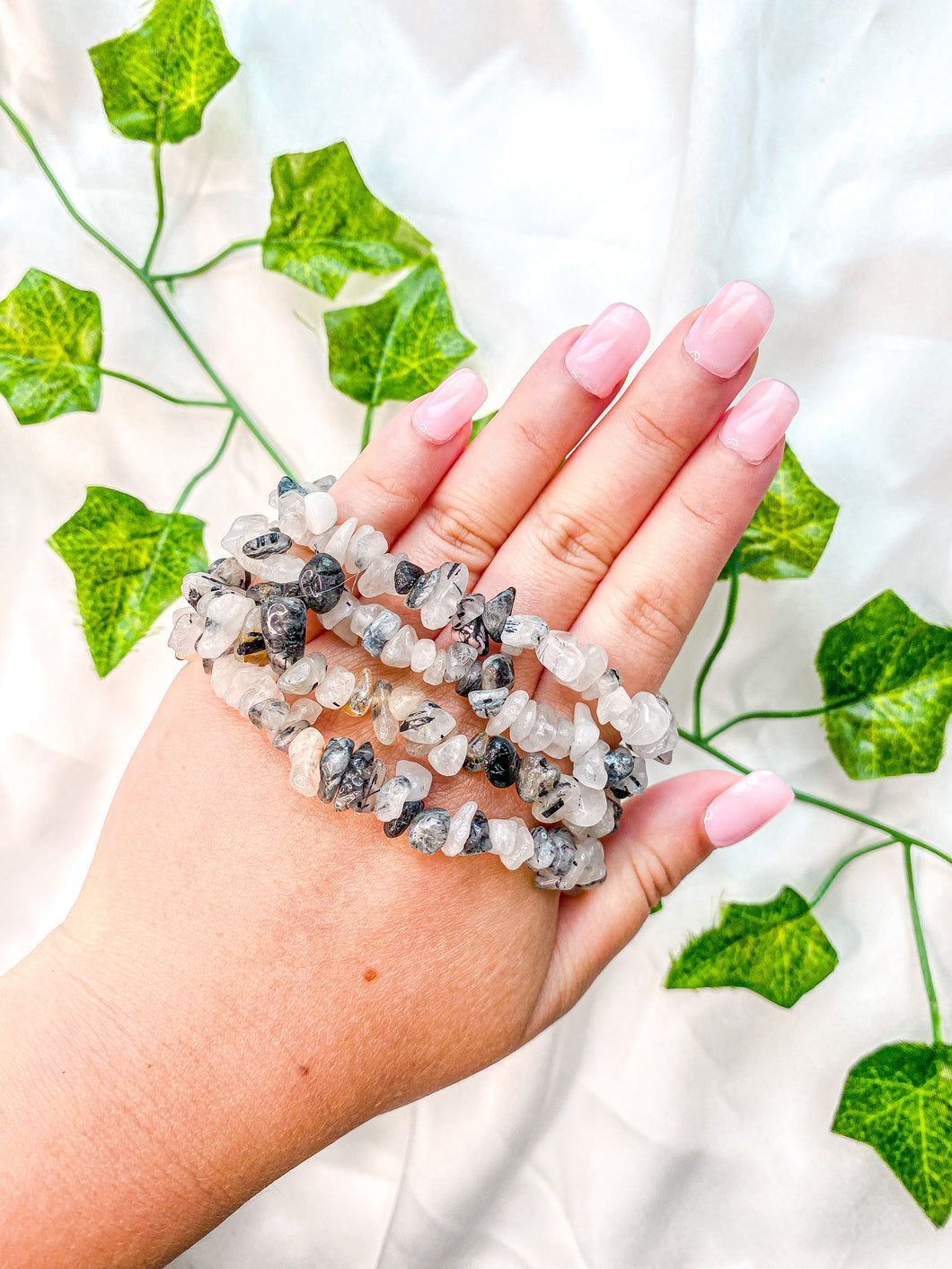 Tourmalinated Quartz Chip Bracelet