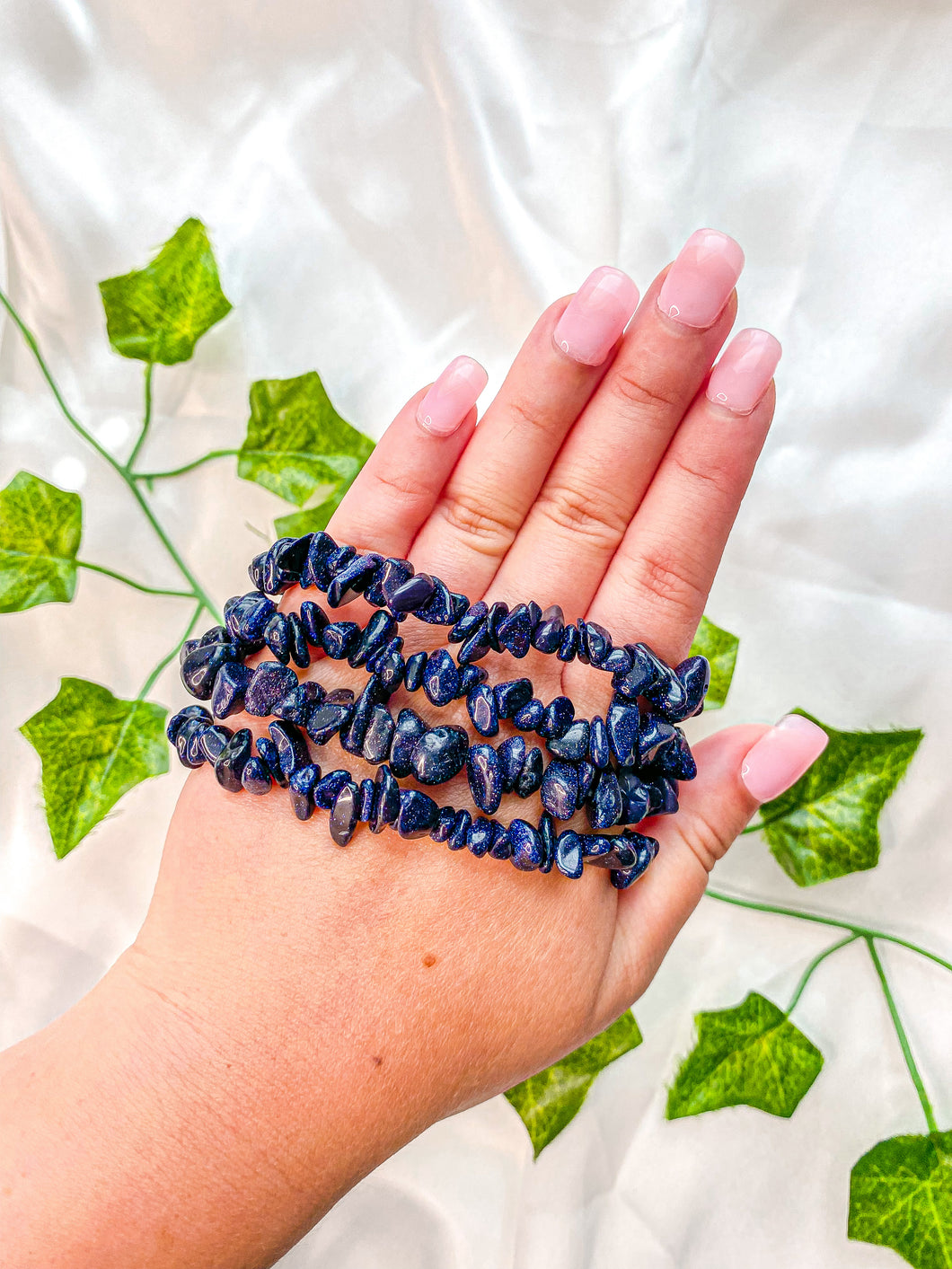 Blue Goldstone Chip Bracelet