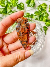 Load image into Gallery viewer, Mahogany Red Obsidian Arrowhead
