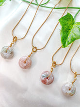 Load image into Gallery viewer, Flower Agate Donut Pendant Necklace
