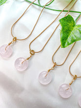 Load image into Gallery viewer, Rose Quartz Donut Pendant Necklace
