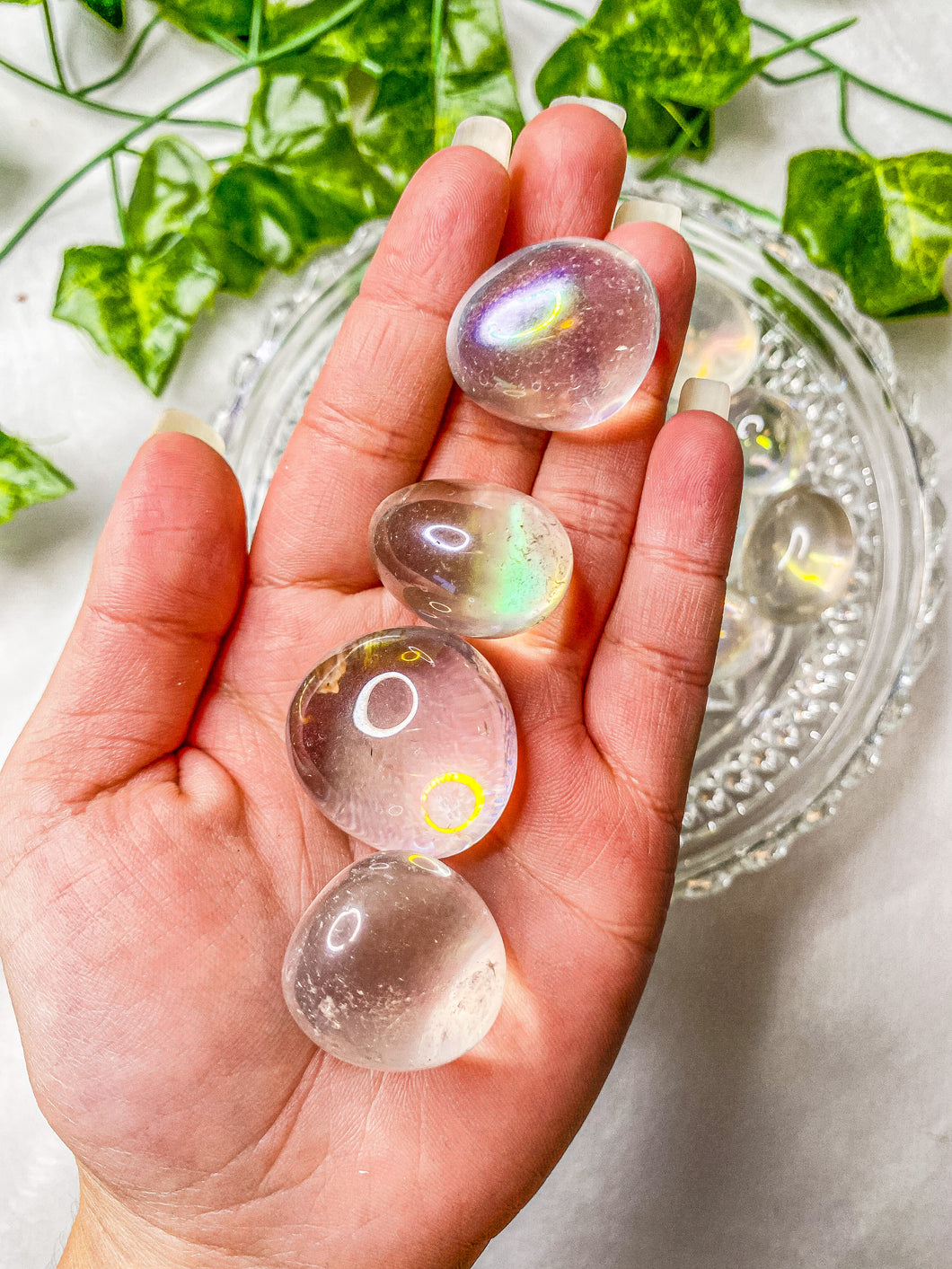 Aura Clear Quartz Tumbled Stones