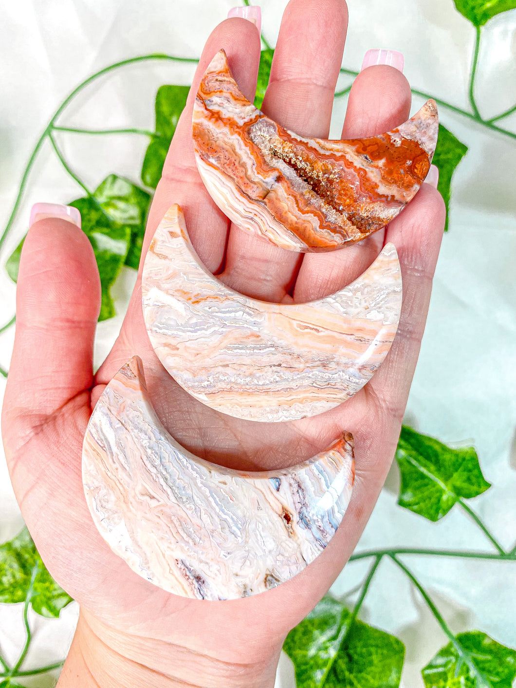 Pink Crazy Lace Agate Moon