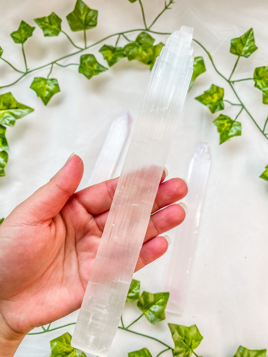 Satin Spar Selenite Stick Charging Plate