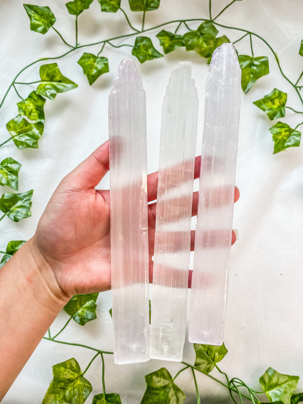 Satin Spar Selenite Stick Charging Plate