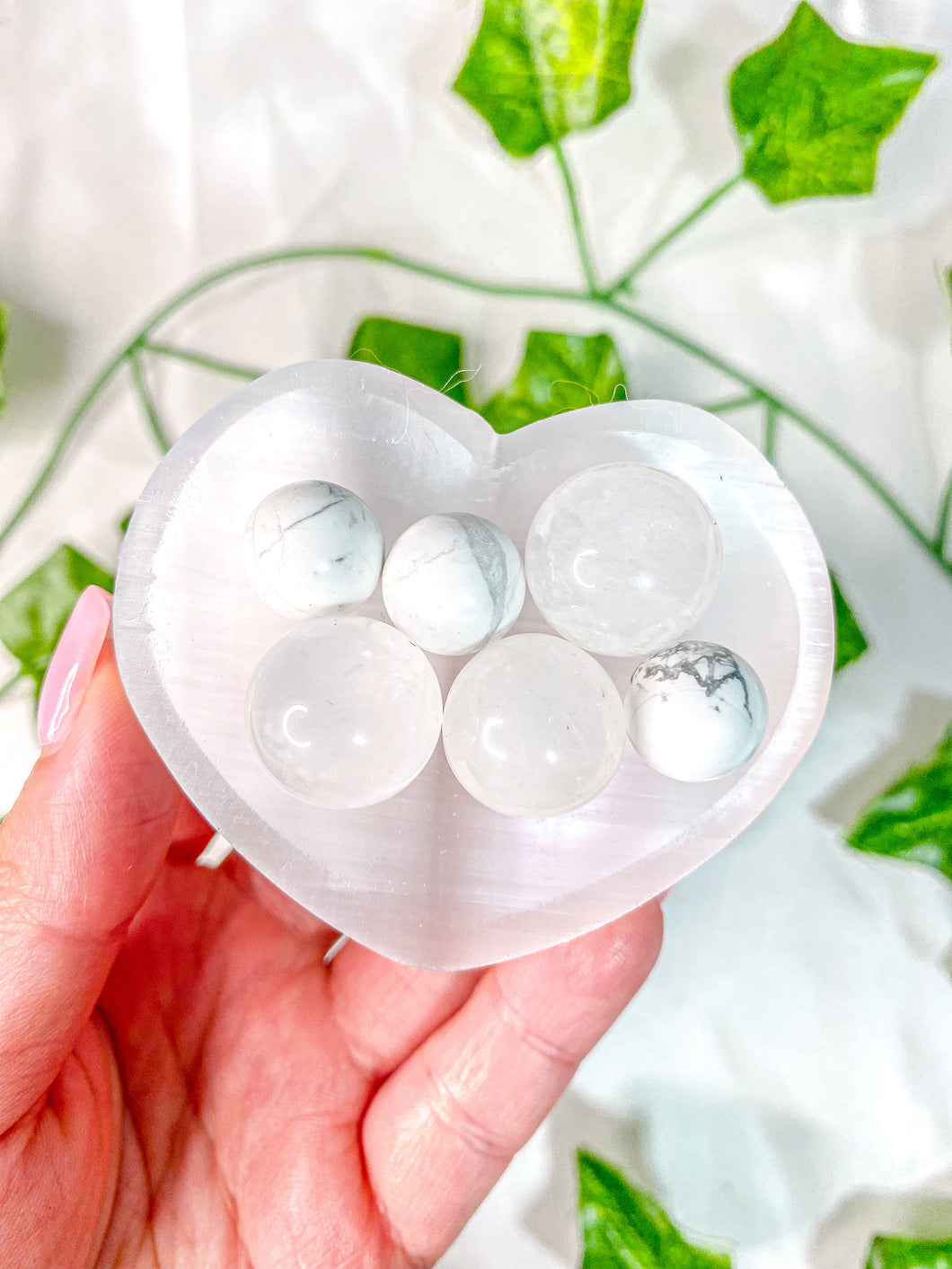 Satin Spar Selenite Heart Bowl