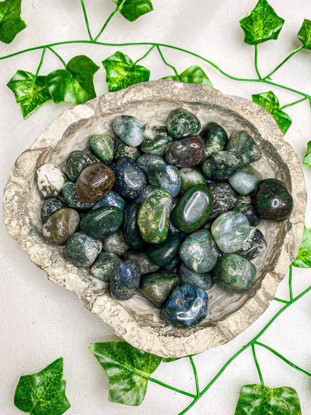 Moss Agate Tumbled Stones