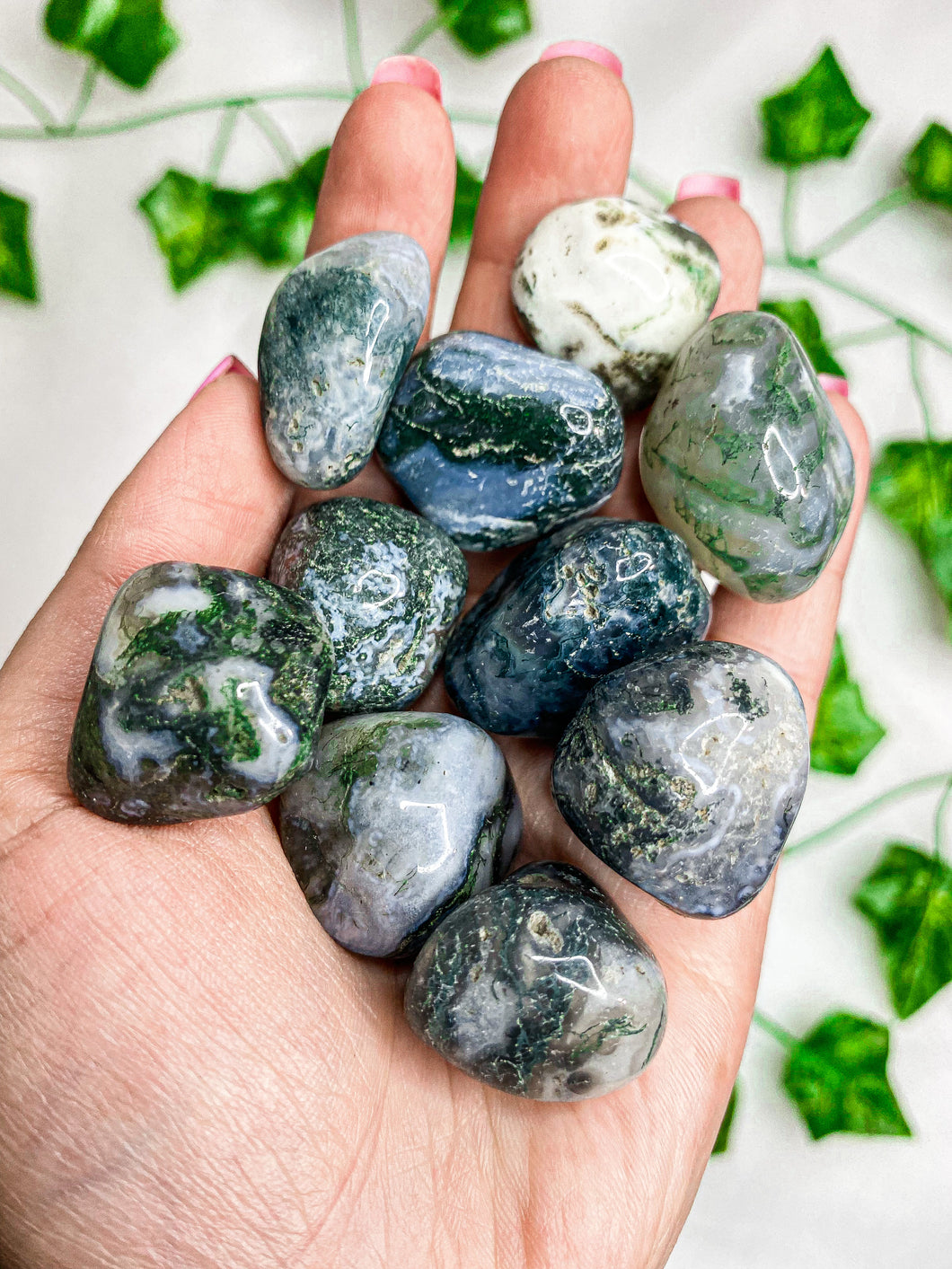 Moss Agate Tumbled Stones