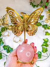 Load image into Gallery viewer, Gold Butterfly Crystal Sphere Stand
